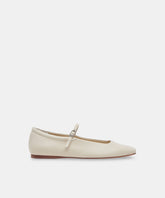 REYES WIDE BALLET FLATS IVORY LEATHER