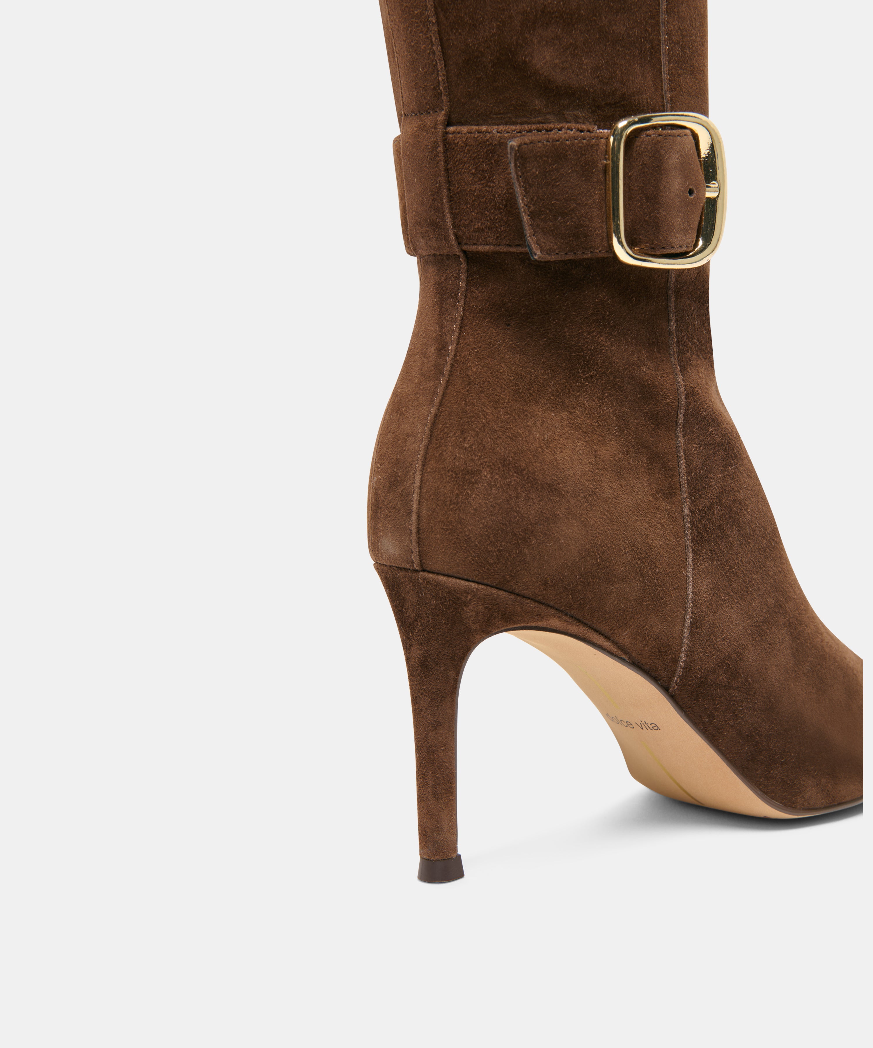 KINZY NARROW CALF BOOTS DK BROWN SUEDE