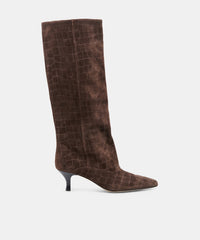 ROXLA BOOTS DK CHOCOLATE CROCO EMBOSSED LEATHER