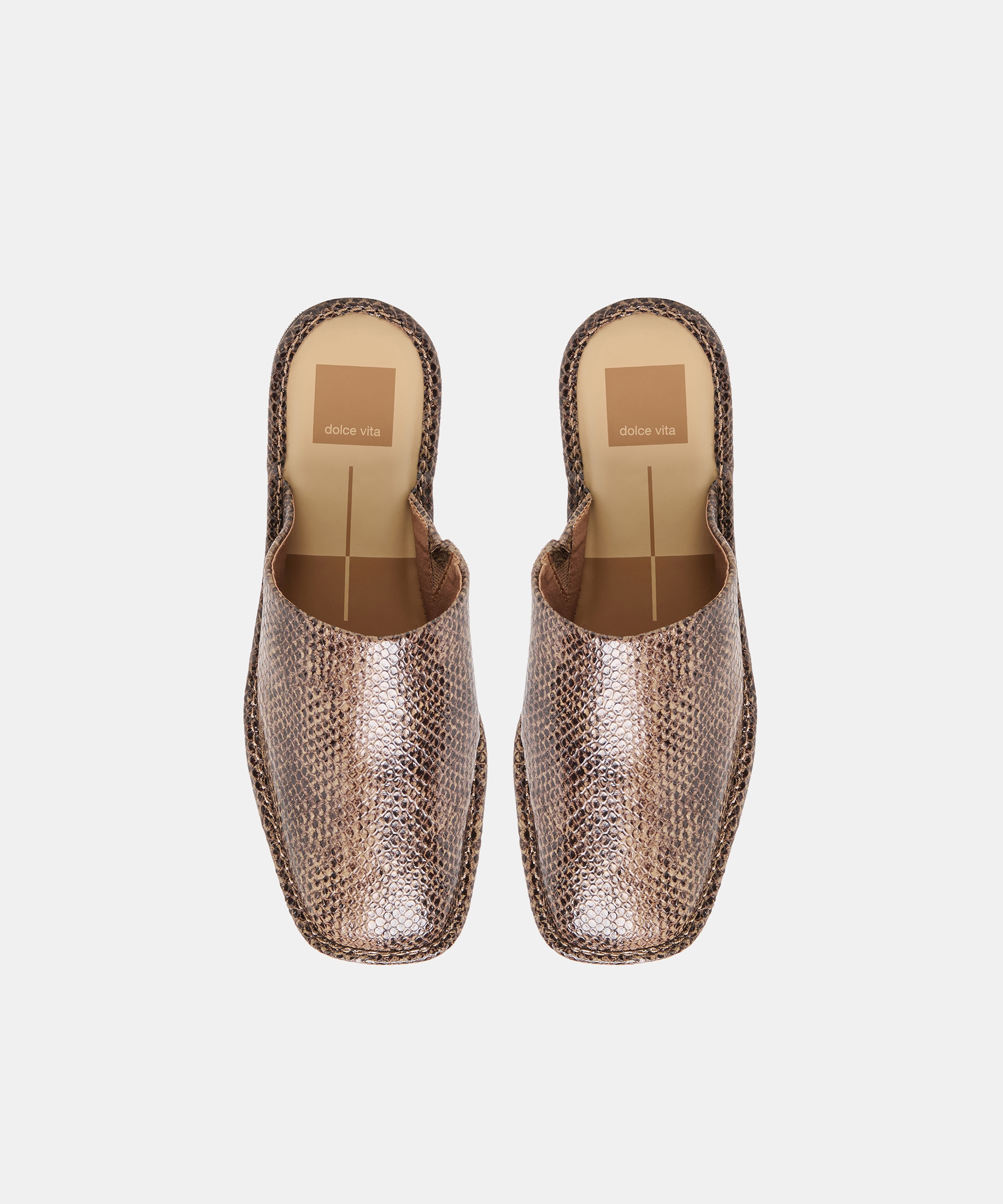 PHIRA FLATS SNAKE TAN EMBOSSED LEATHER