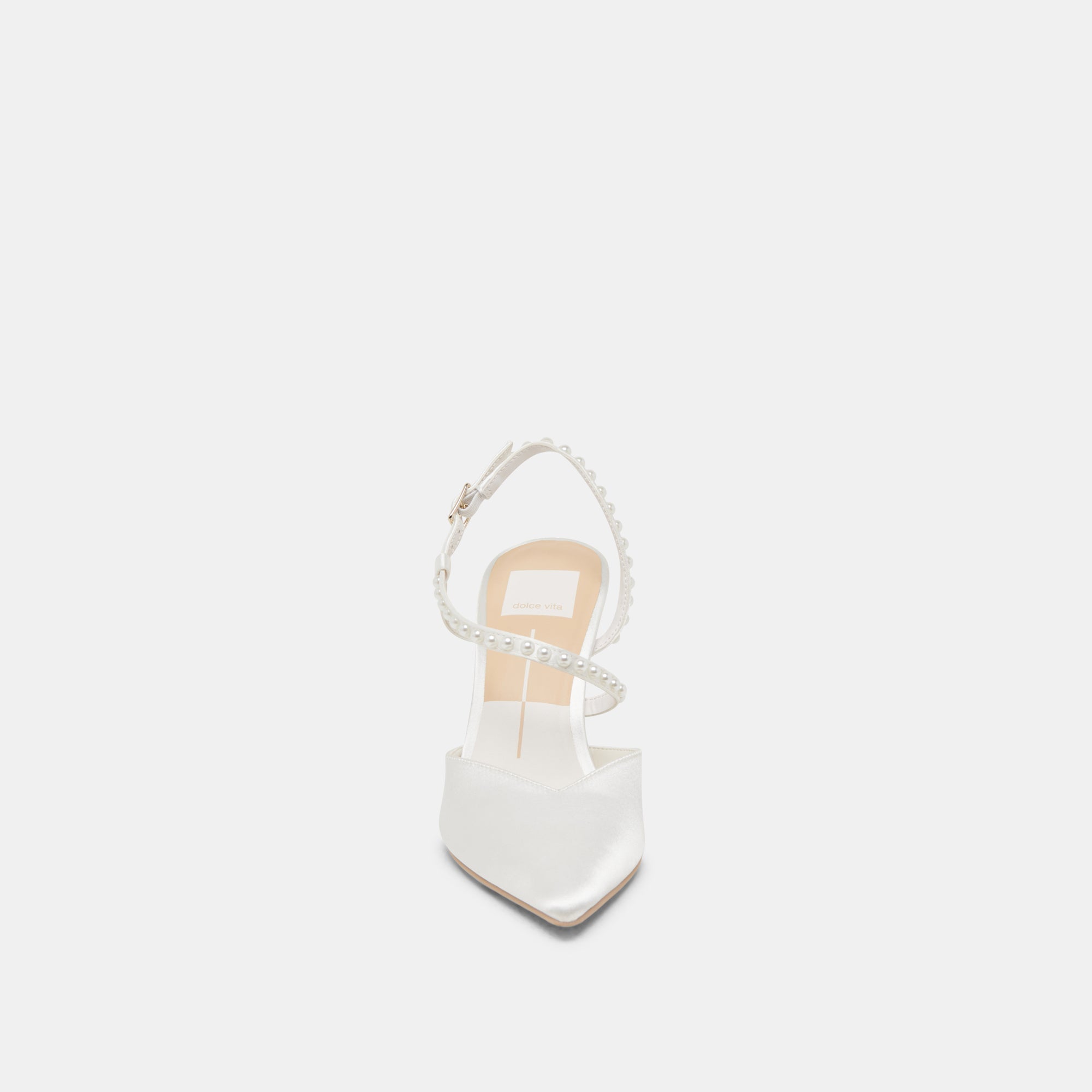 KAMRA PEARL HEELS TRUE WHITE SATIN
