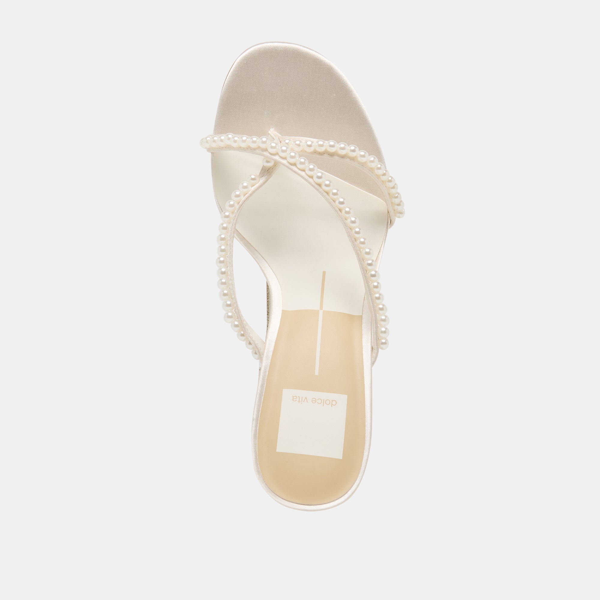 LIANO PEARL HEELS OFF WHITE SATIN