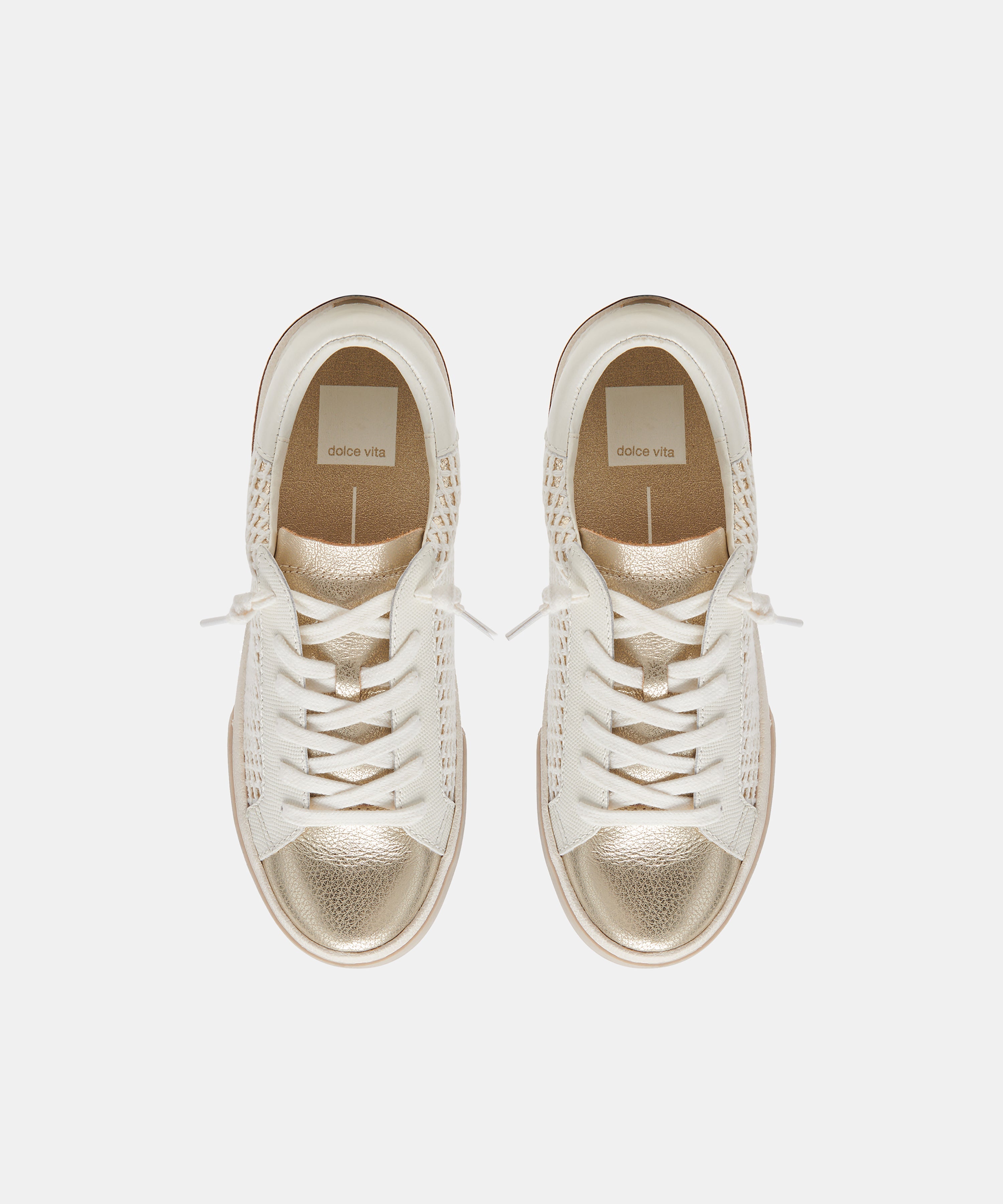 ZINA SNEAKERS BONE GOLD WOVEN